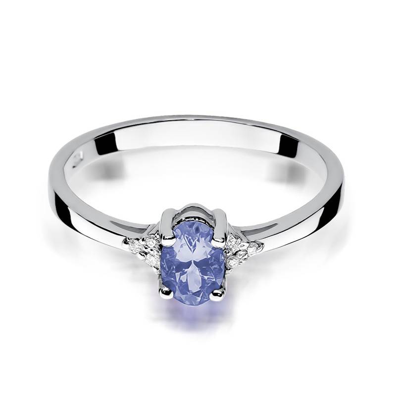 Gold Ring with 0.40 ct Tanzanite and 6 Diamonds 0.05 ct