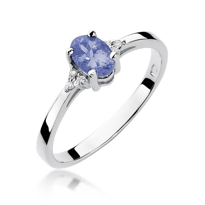 Gold Ring with 0.40 ct Tanzanite and 6 Diamonds 0.05 ct