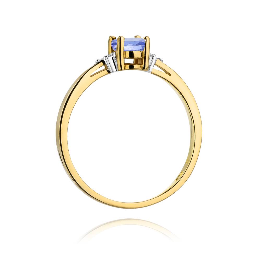 Gold Ring with 0.40 ct Tanzanite and 6 Diamonds 0.05 ct