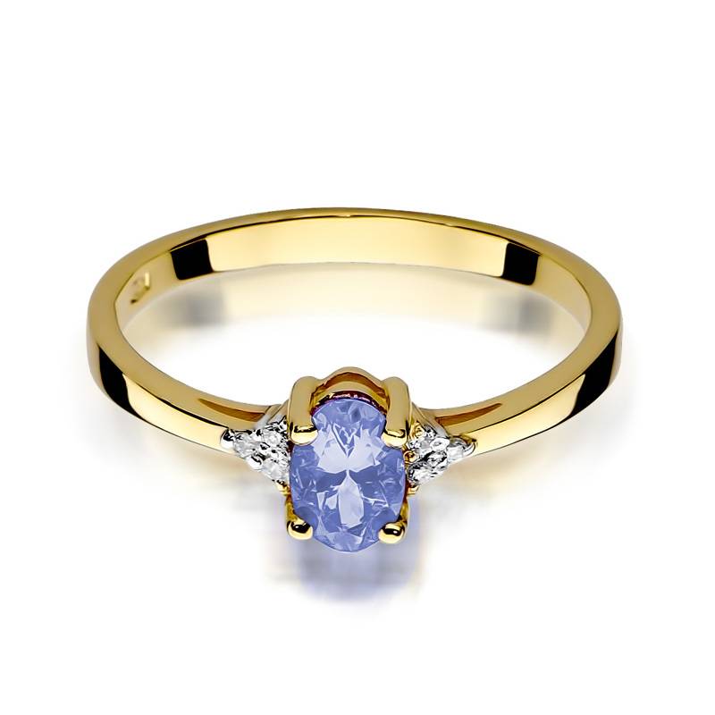 Gold Ring with 0.40 ct Tanzanite and 6 Diamonds 0.05 ct