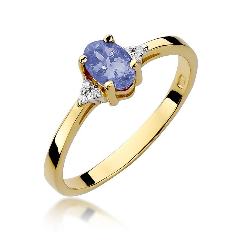 Gold Ring with 0.40 ct Tanzanite and 6 Diamonds 0.05 ct
