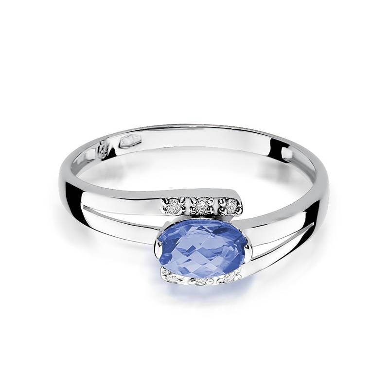 Gold Ring with 0.40 ct Tanzanite and 6 Diamonds 0.05 ct