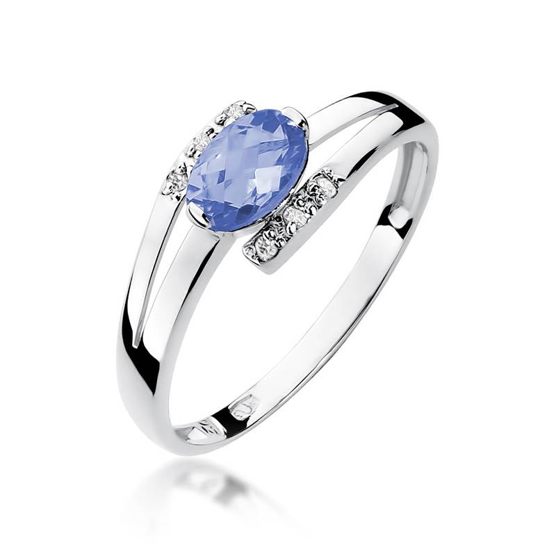 Gold Ring with 0.40 ct Tanzanite and 6 Diamonds 0.05 ct