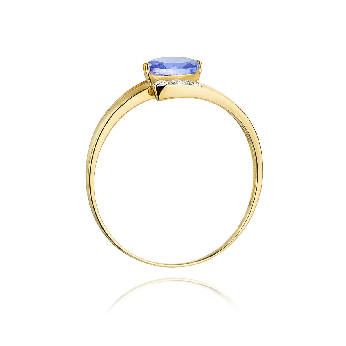 Gold Ring with 0.40 ct Tanzanite and 6 Diamonds 0.05 ct