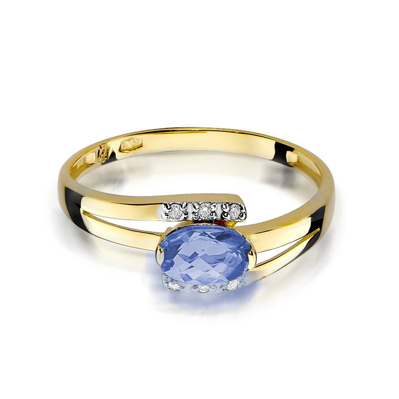 Anello In Oro con Tanzanite 0,40 ct e 6 Diamanti 0,05 ct