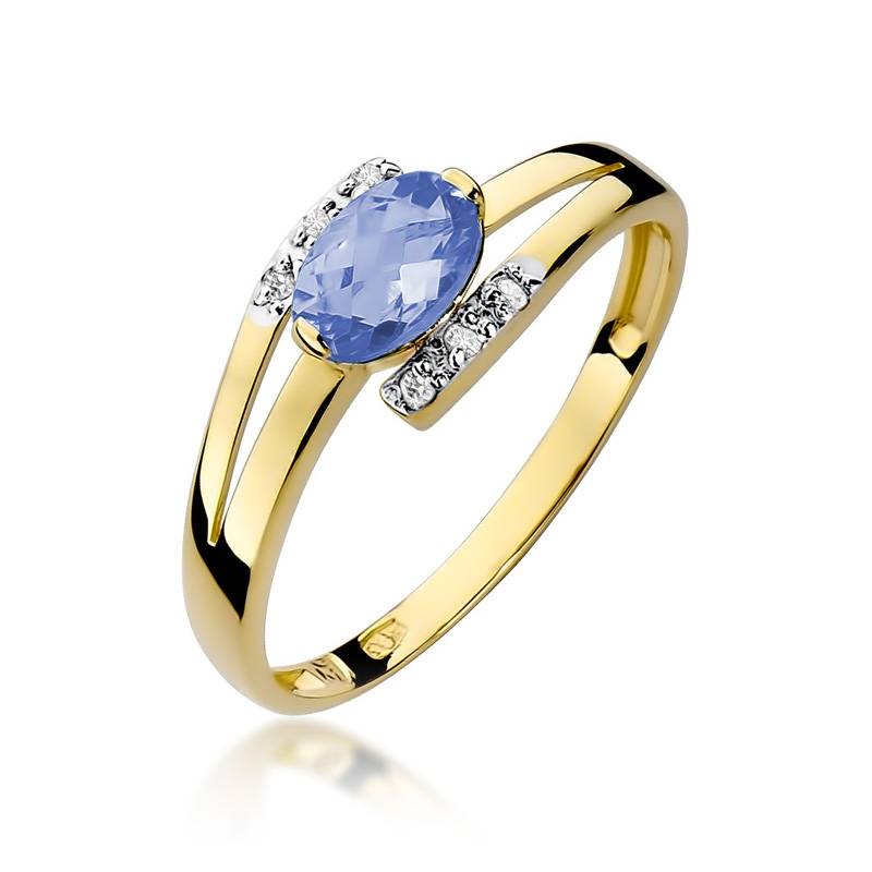 Anello In Oro con Tanzanite 0,40 ct e 6 Diamanti 0,05 ct