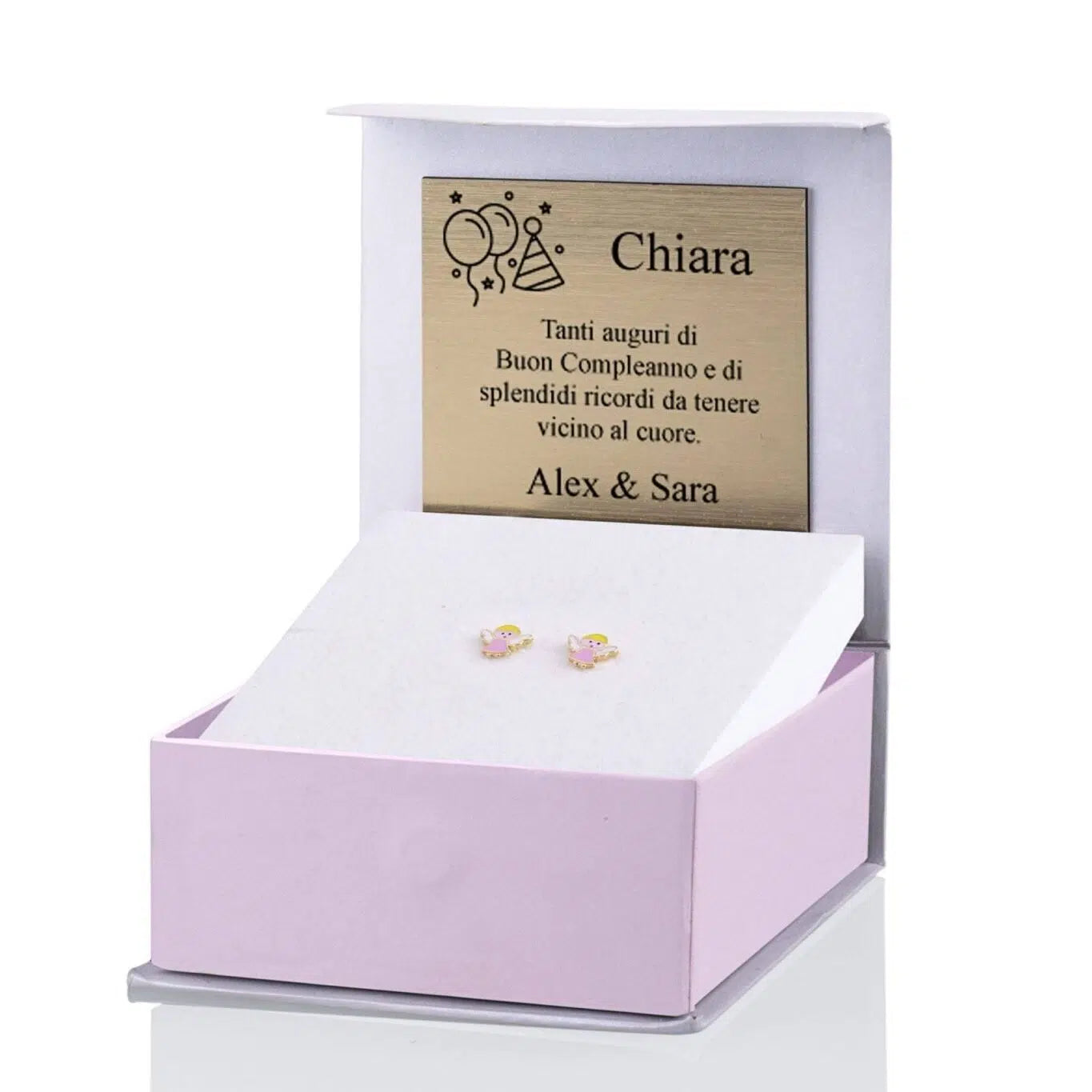 Silver Earrings with Enamel Cherubs