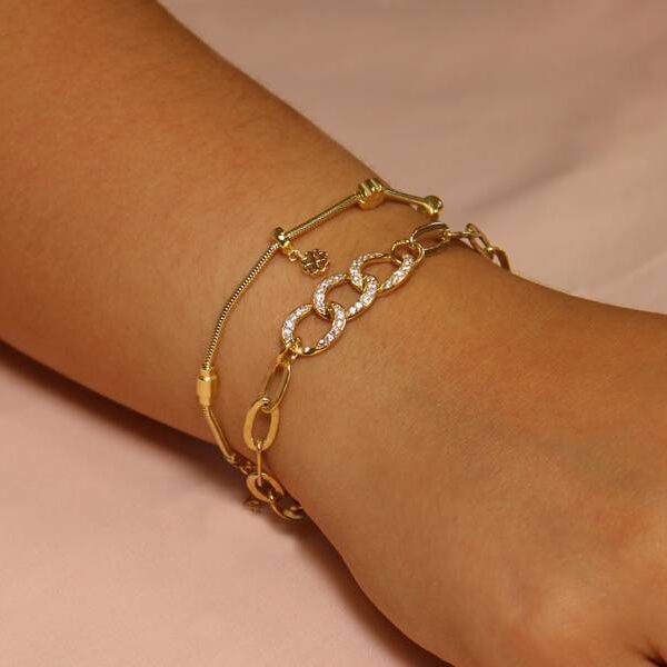 Bracciale Grumetta Rodiato con Strass