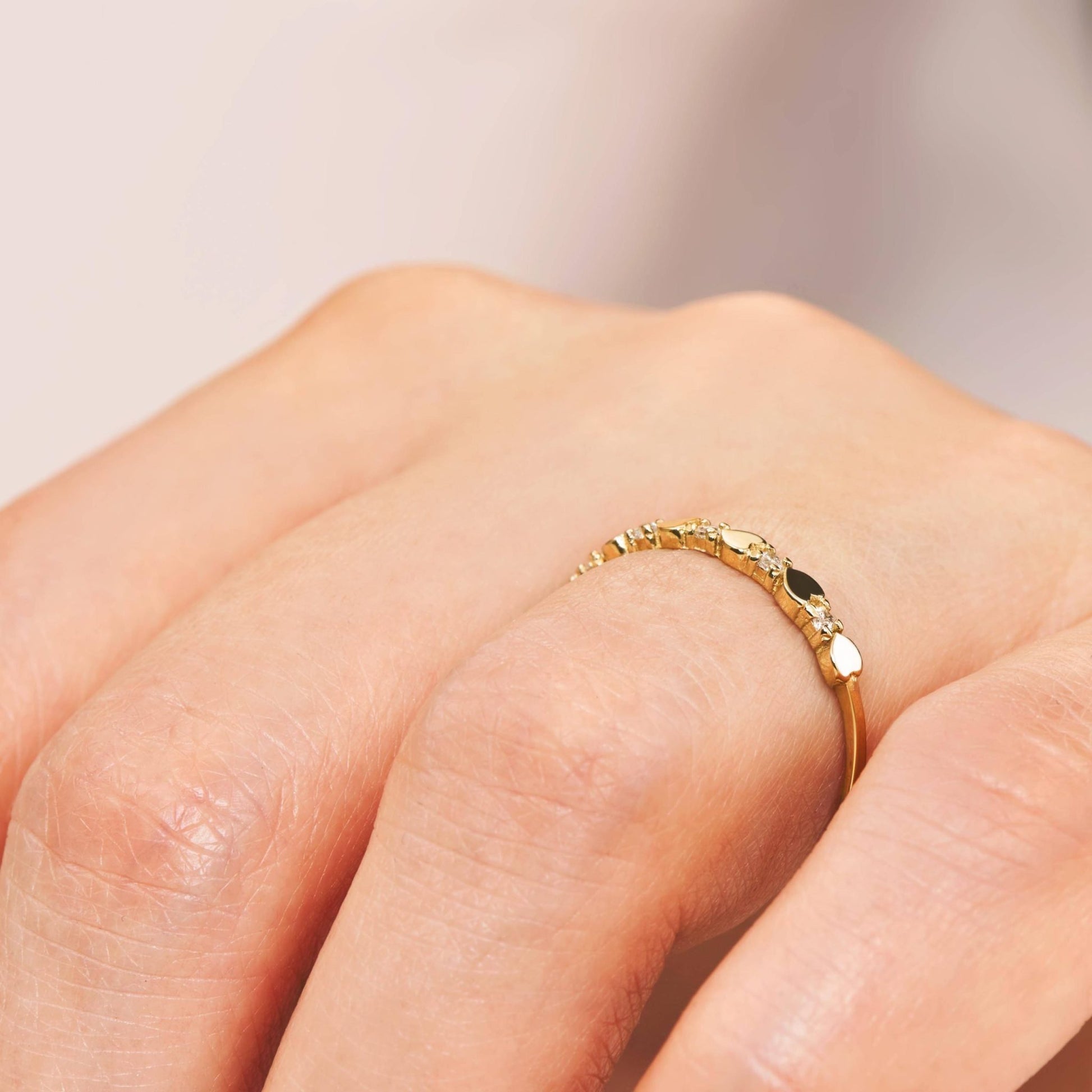 Hearts Band with White Zircons