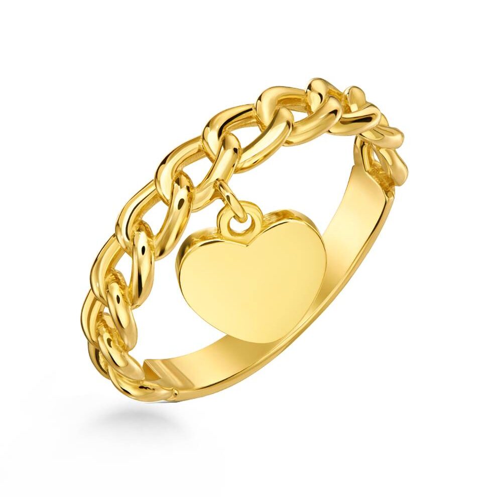 Anello in Oro Chain con Cuore Pendente