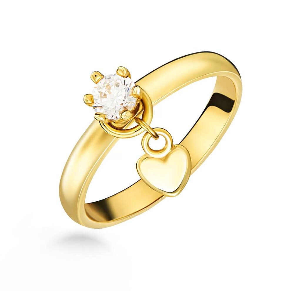 Anello Anna in Oro con Zircone e Cuore Pendente