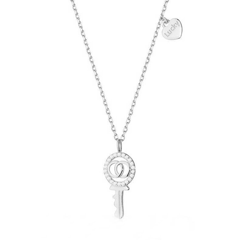 Halskette aus Silber Lucky Key mit Zirkonia