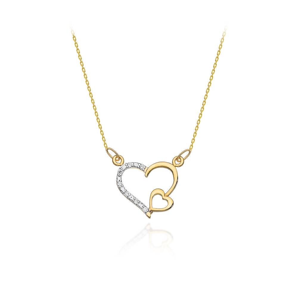 Collana in Oro 14kt Heart con Diamanti