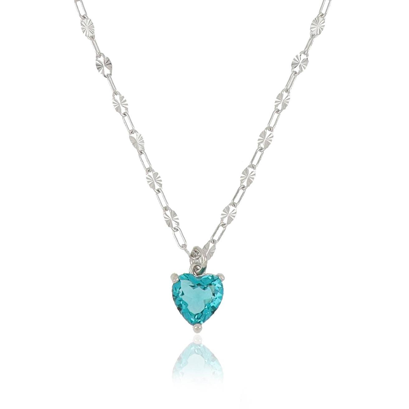 Rhodium Plated Crystal Heart Necklace