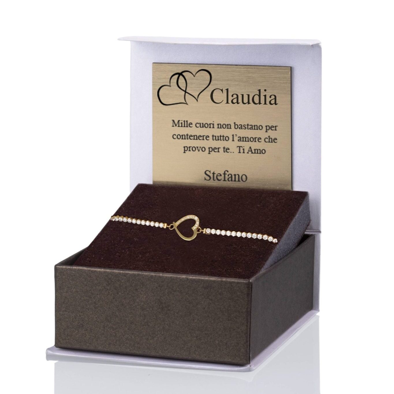 14KT Gold Heart Tennis Bracelet