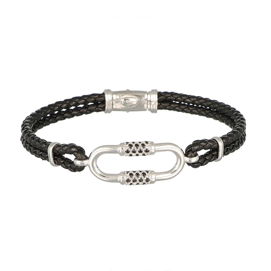 Armband Neos aus Silber und Leder