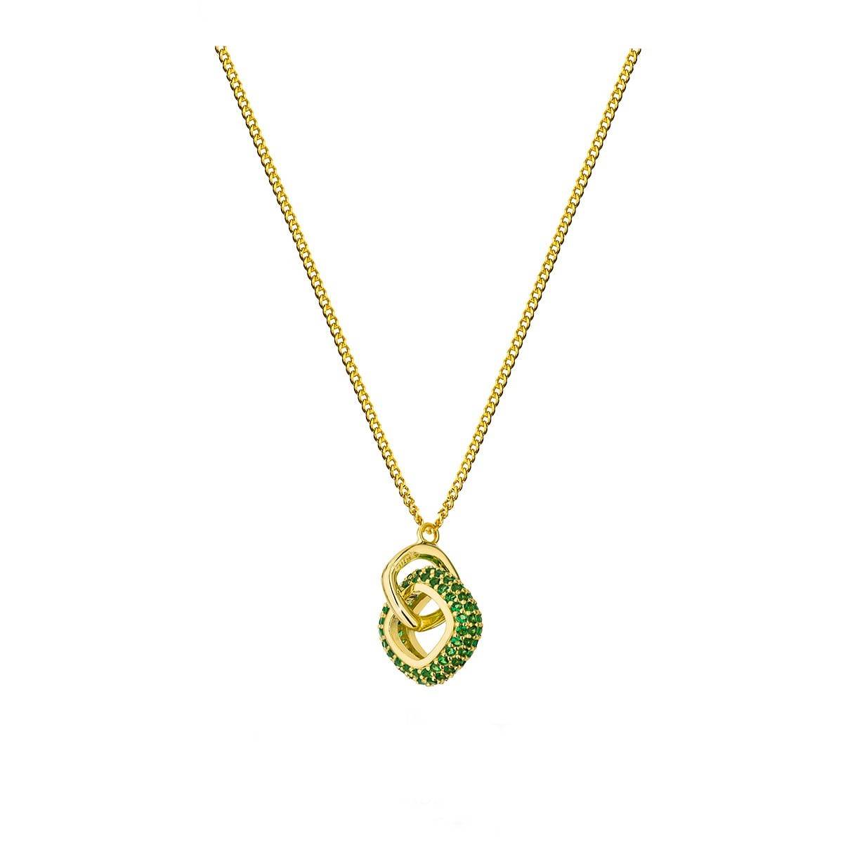 Halskette Cubic golden mit grünen Zirkonia