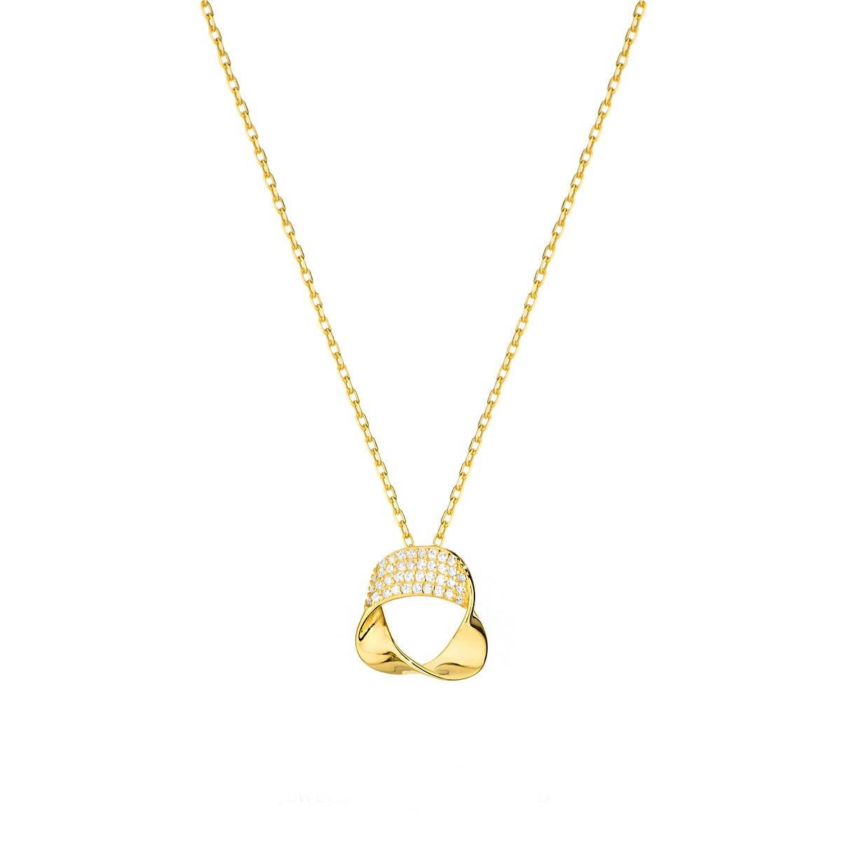 Goldene Ribbon-Halskette mit Zirkonia
