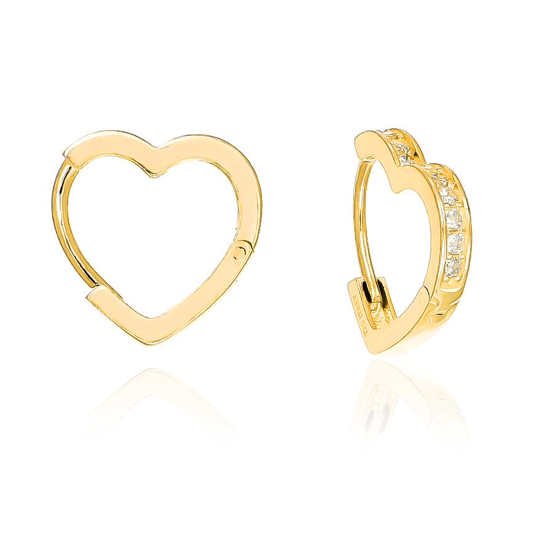 Pendientes Sparkling Heart en oro y circonitas