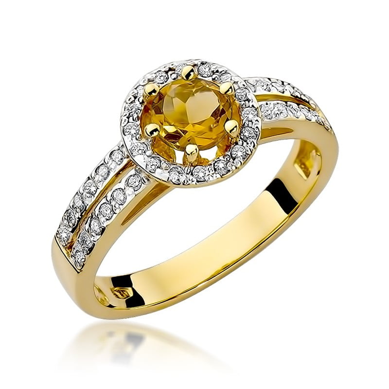 Solaris Ring in Gold with Citrine Quartz and 40 Diamonds