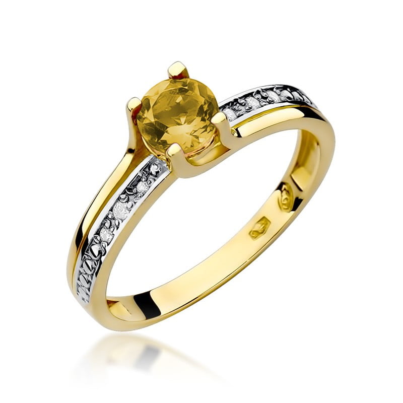 Solya Ring in Gold with Citrine Quartz and 6 Diamonds