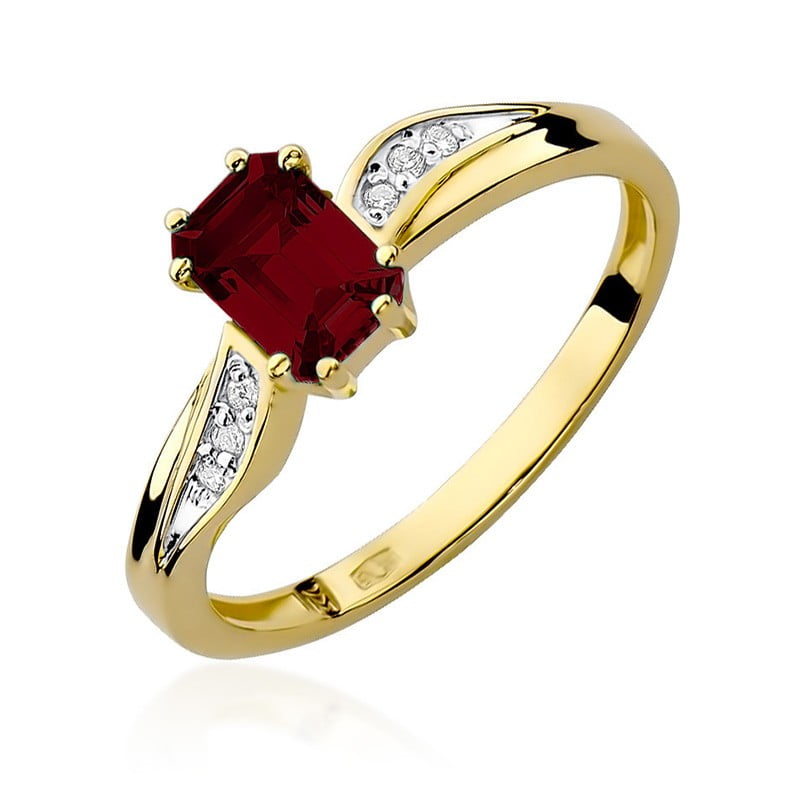 Anillo Naria en Oro con Granate y 6 Diamantes