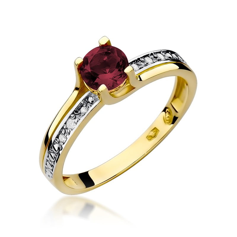 Anillo Elan en Oro con Granate y 6 Diamantes