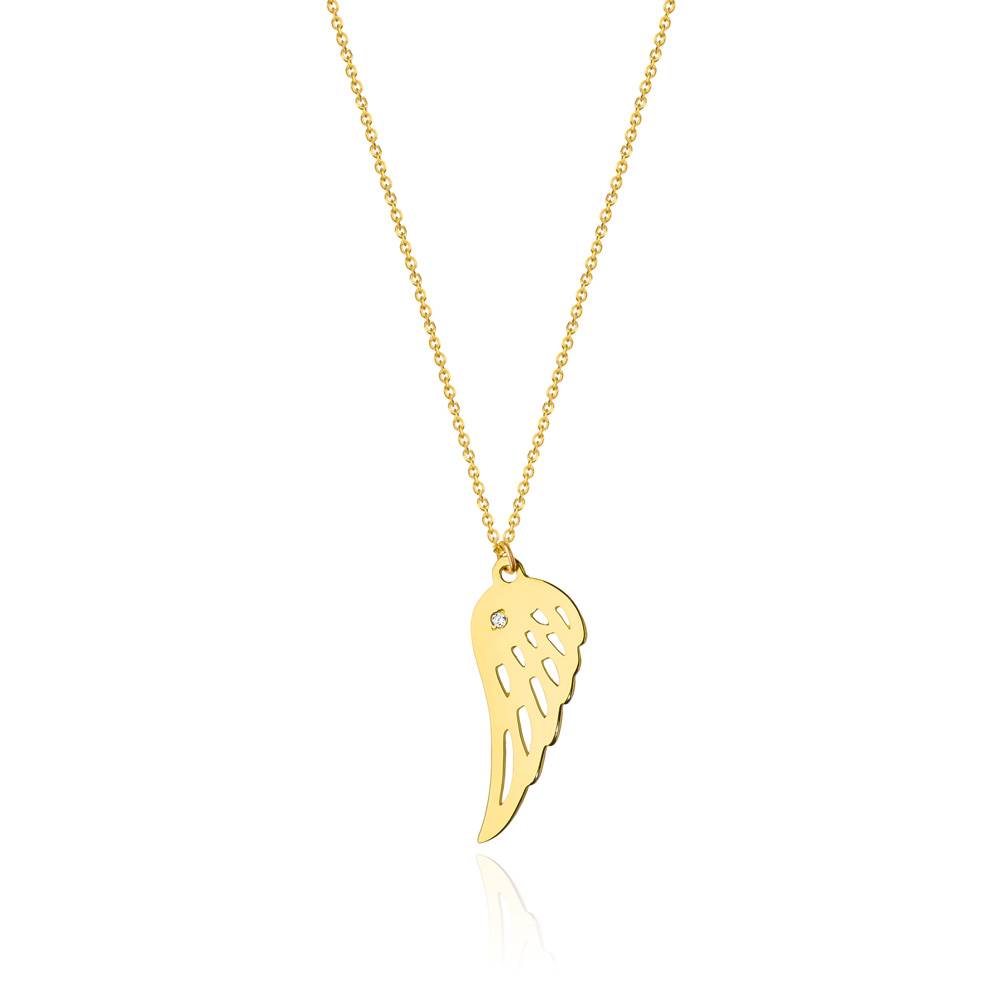 Collier en Or 14kt Aile avec Diamants