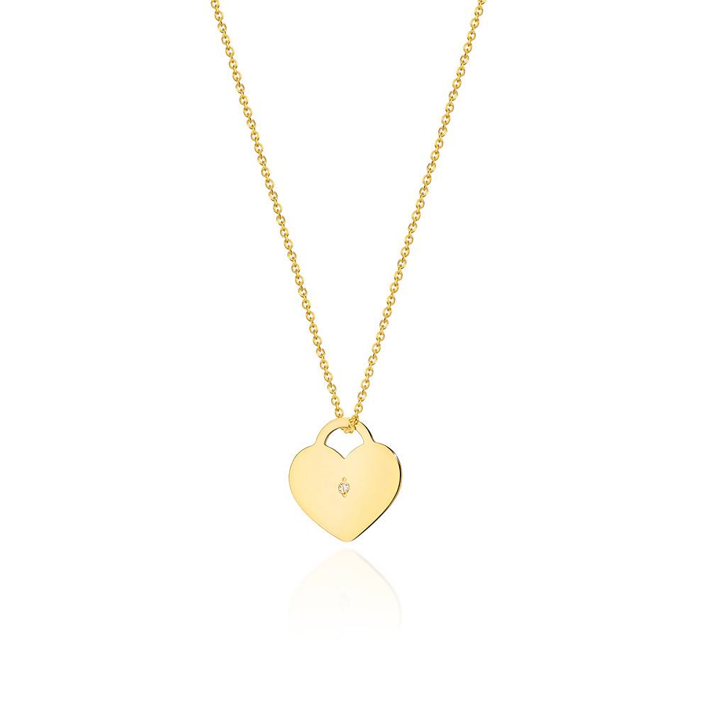 Collana in Oro 14kt Pendant Heart con Diamanti
