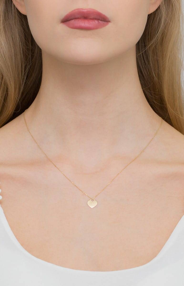 Halskette aus 14kt Gold mit Herz-Anhänger und Diamanten