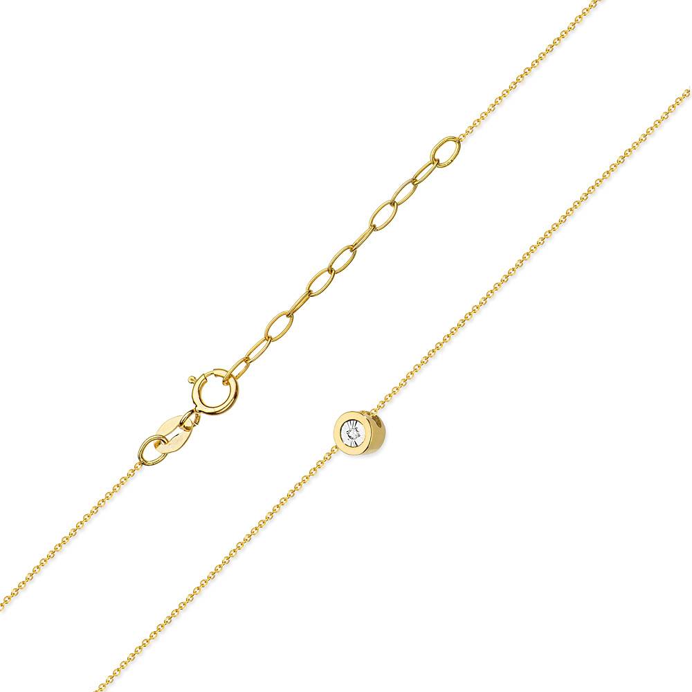 Halskette aus 14kt Gold mit kleinem Lichtpunkt und Diamanten