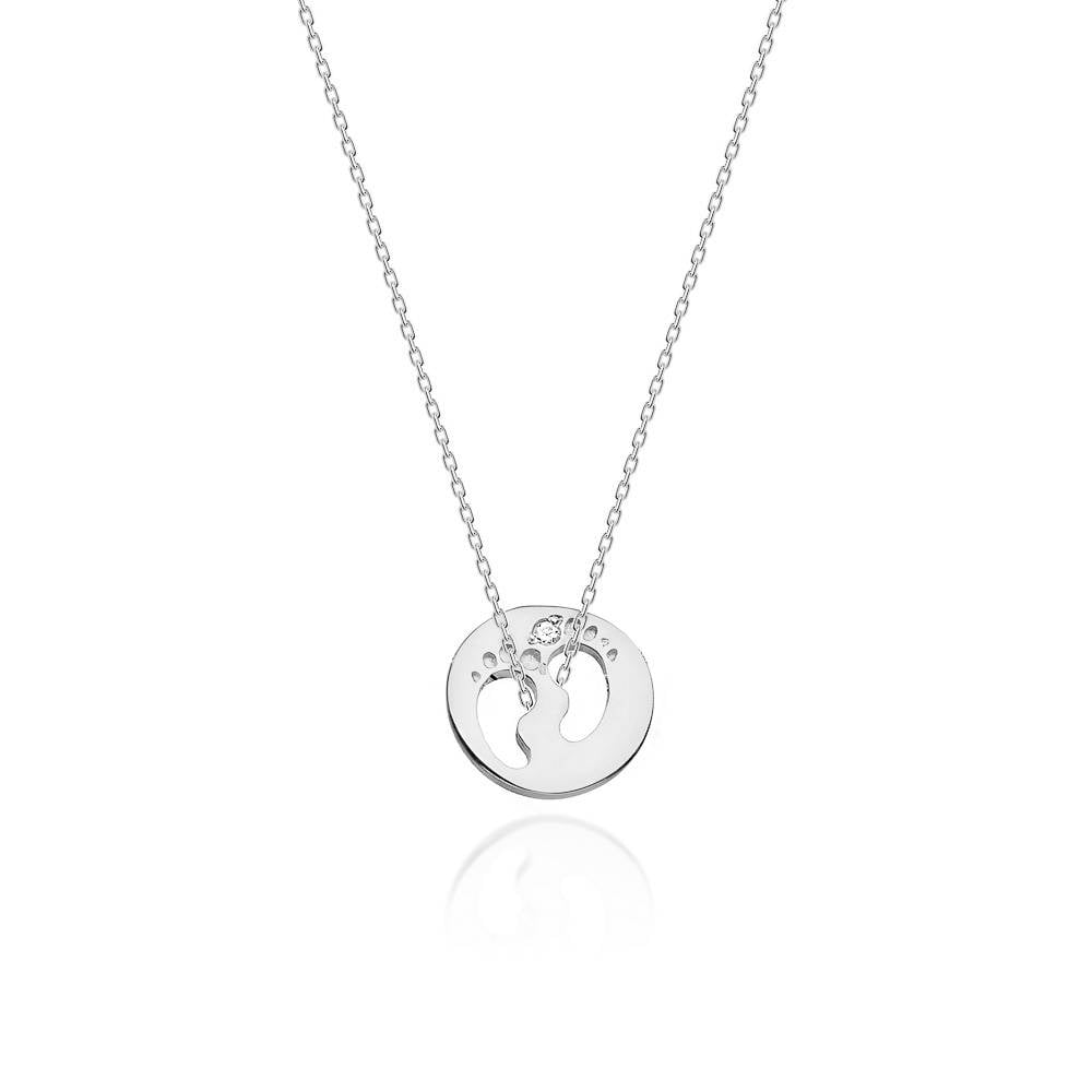 Colgante de Oro 14kt Pies con Diamantes