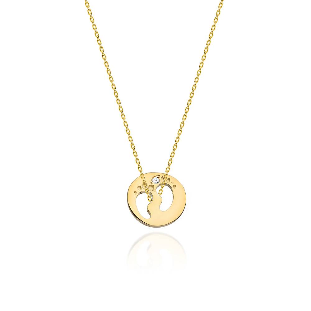 Collana in Oro 14kt Piedini con Diamanti