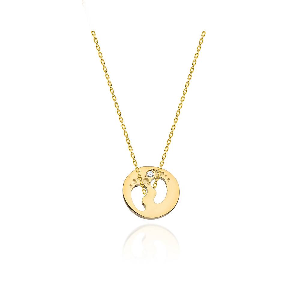 Colgante de Oro 14kt Pies con Diamantes