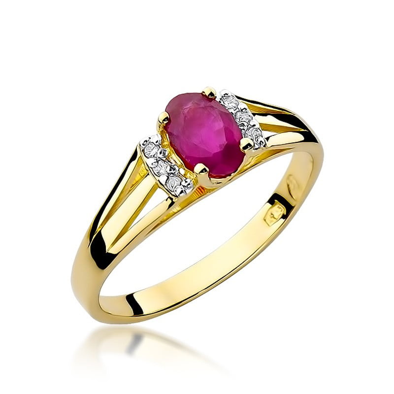 Rhéa Ring in Gold with Ruby and 6 Diamonds