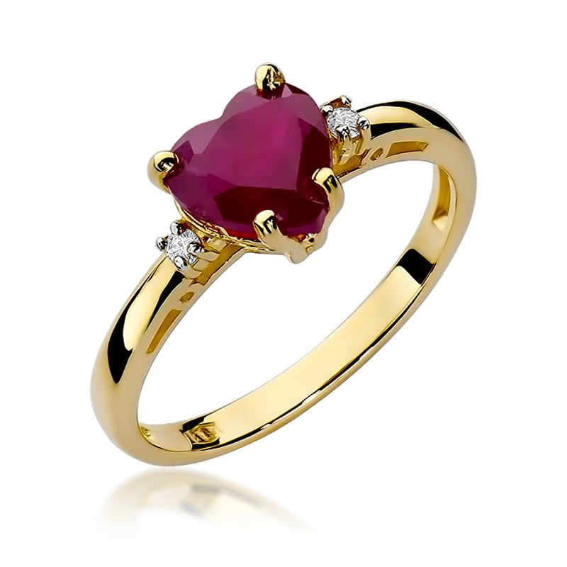 Sirel Ring in Gold with Ruby and 2 Diamonds