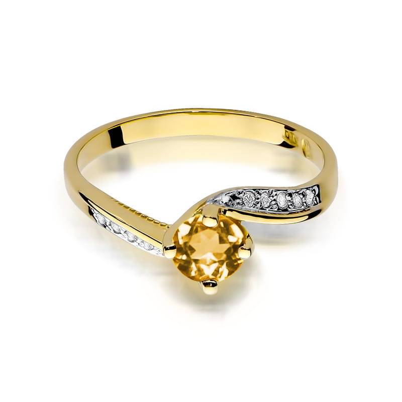 Anello In Oro Jolie con Quarzo Citrino e Diamanti