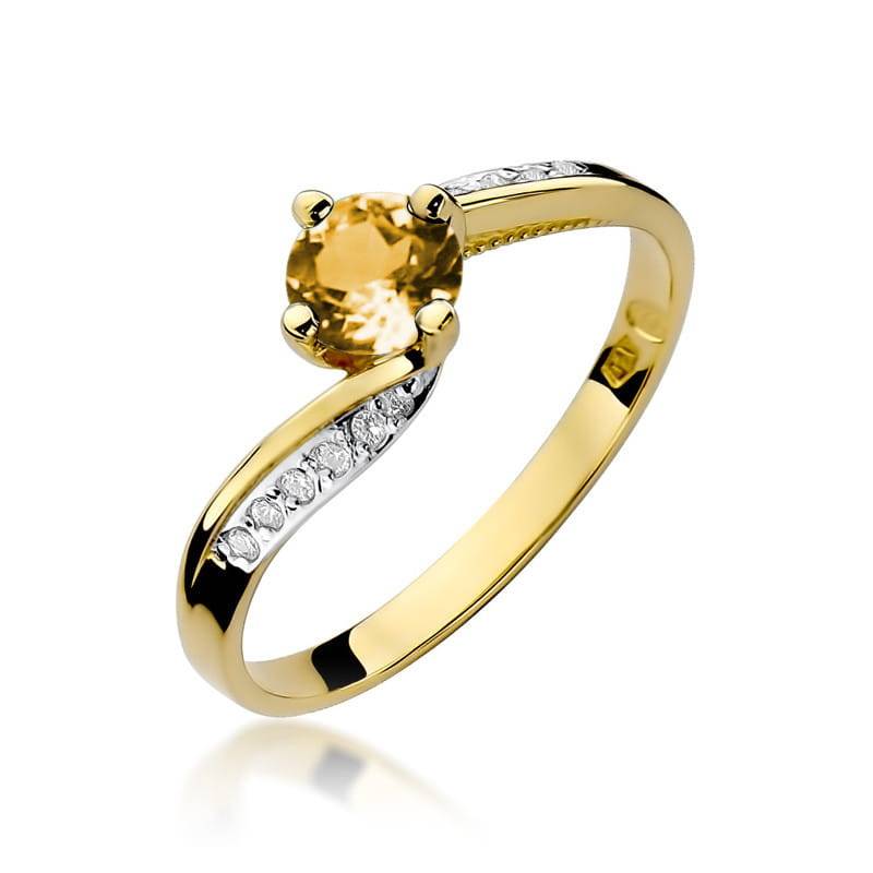 Jolie Gold Ring with Citrine Quartz and Diamonds