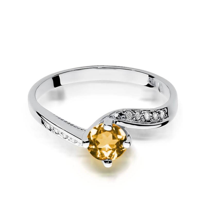 Jolie Gold Ring with Citrine Quartz and Diamonds