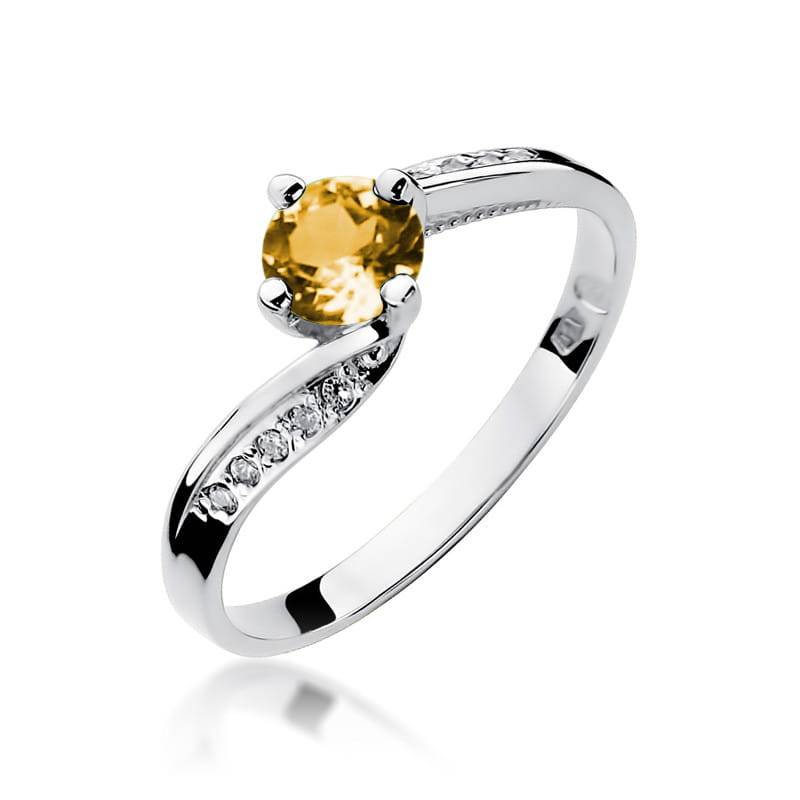 Jolie Gold Ring with Citrine Quartz and Diamonds