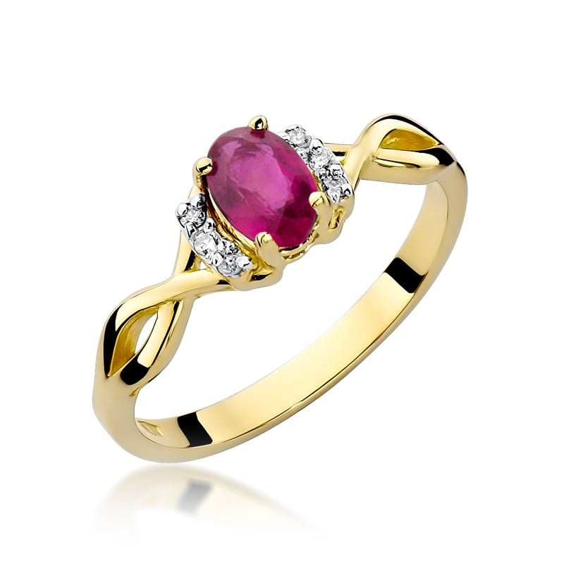 Velia Ring in Gold with Ruby and 6 Diamonds