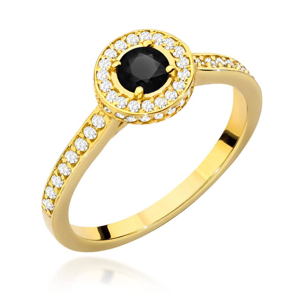 Gold Solitaire Ring with Black Diamond