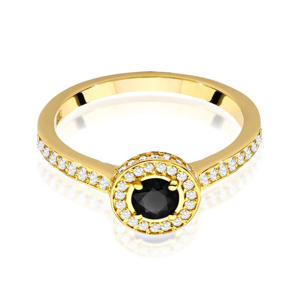 Anello Solitario in Oro con Diamante Nero