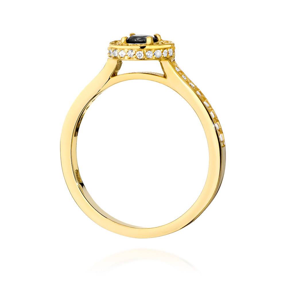 Gold Solitaire Ring with Black Diamond
