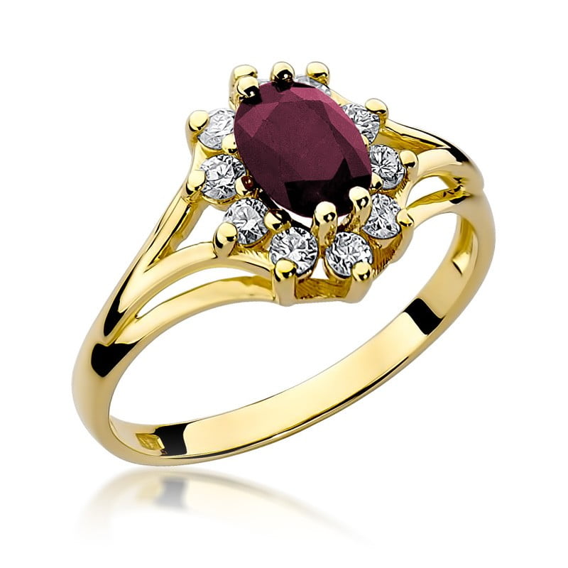 Rubié Ring in Gold with Ruby and 10 Diamonds