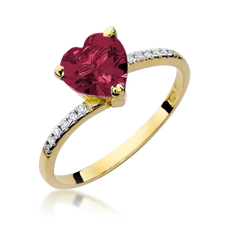 Lyra Ring in Gold with Ruby and 12 Diamonds