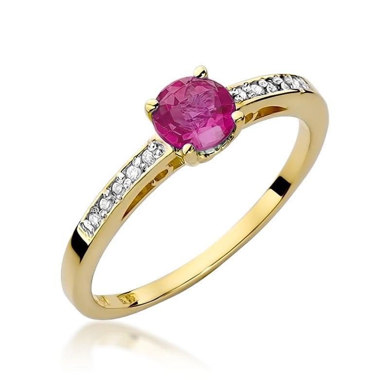 Nolya Ring in Gold with Ruby and 10 Diamonds