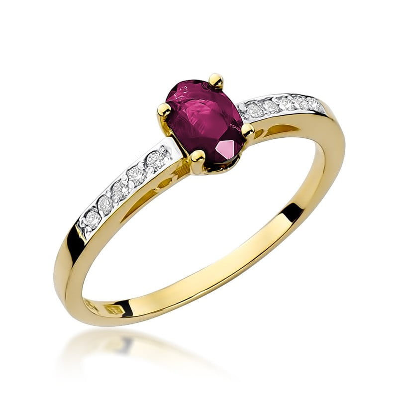 Auren Ring in Gold with Ruby and 10 Diamonds