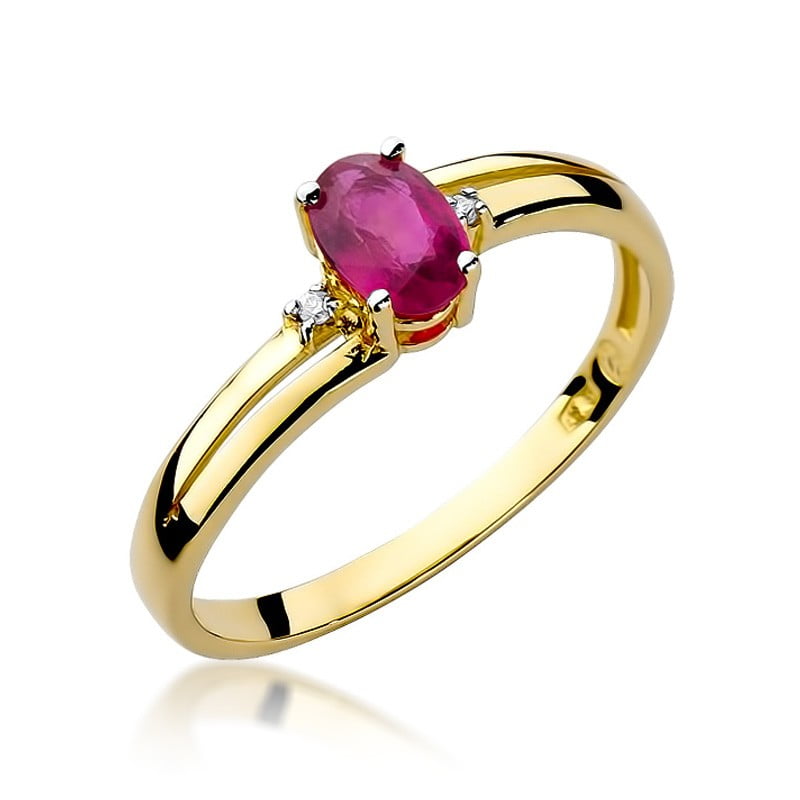 Kira Ring in Gold with Ruby and 2 Diamonds