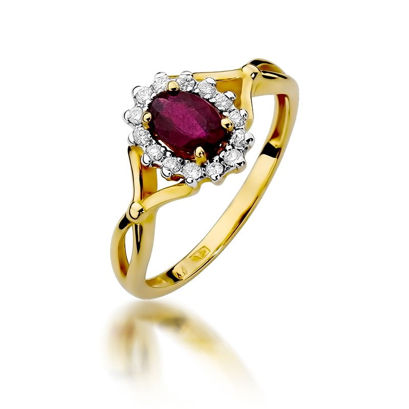 Nexa Ring in Gold with Ruby and 14 Diamonds